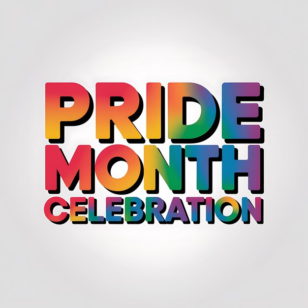 Celebración del Mes del Orgullo Texto en colores del arco iris