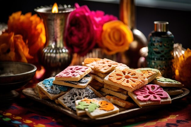 Foto celebración mexicana pan de muerte