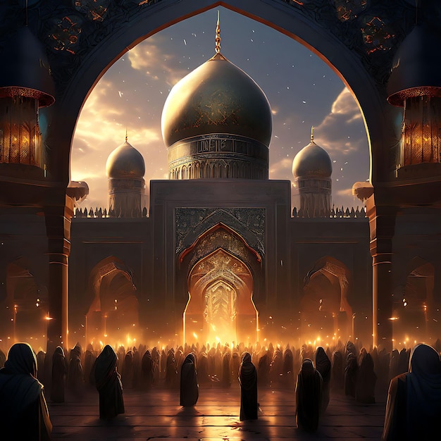 Celebración musulmana El año nuevo islámico Muharram Ilustración