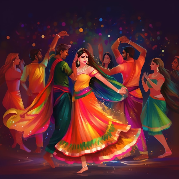 Celebración de la noche de dandiya en navratri