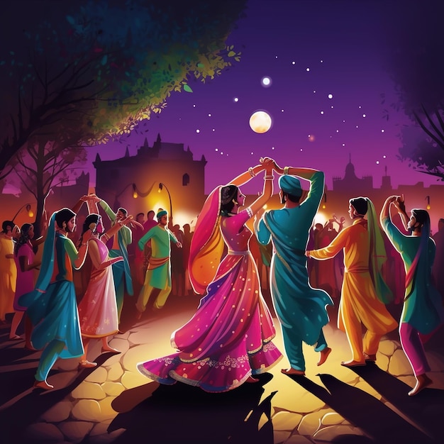 Celebración de la noche de dandiya en navratri