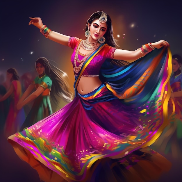 Celebración de la noche de dandiya en navratri