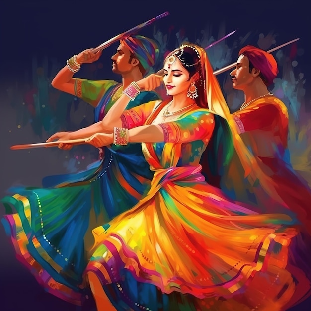 Celebración de la noche de dandiya en navratri