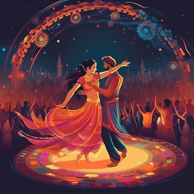 Celebración de la noche de dandiya en navratri