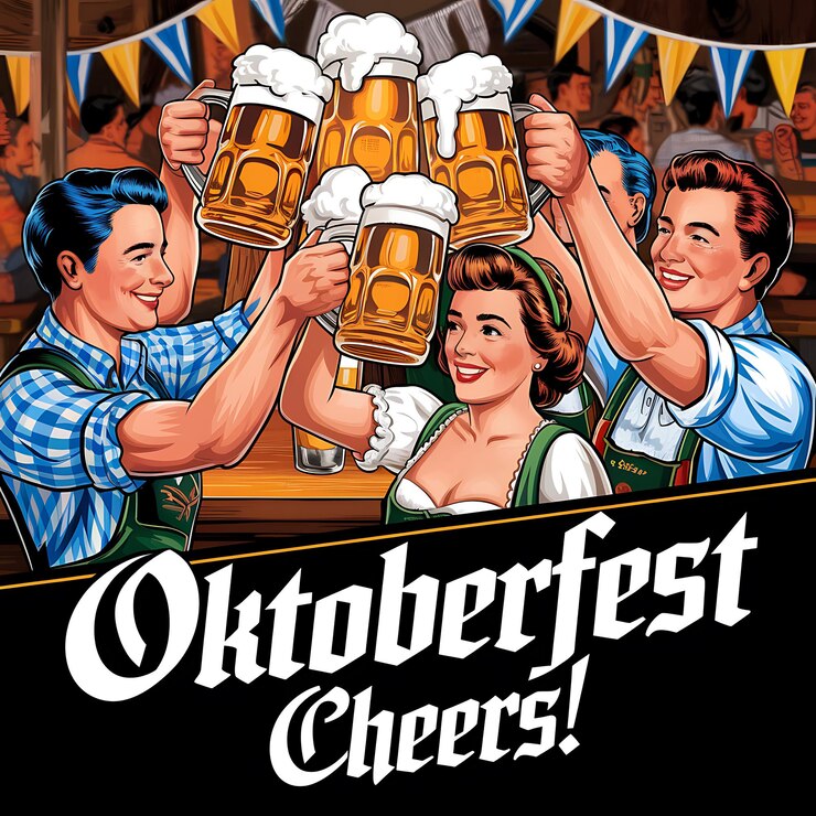 Celebración de la Oktoberfest Amigos brindando juntos por la cerveza