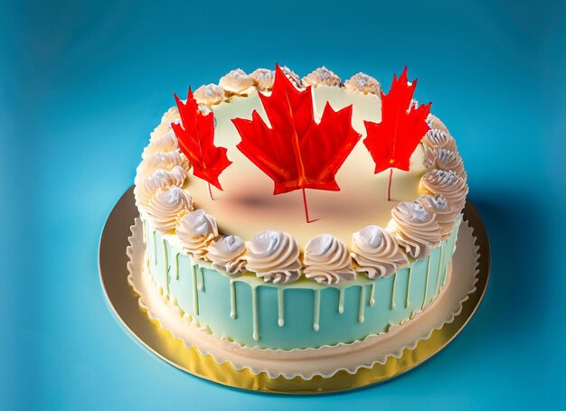 Celebración de pastel con la bandera de Canadá