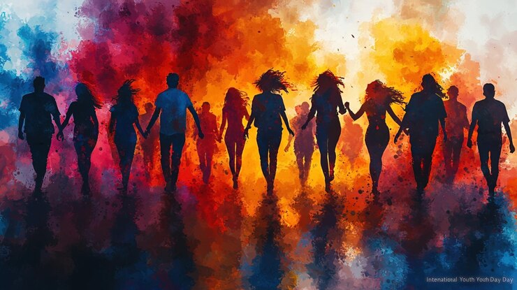 Foto celebración vibrante del día internacional de la juventud con un fondo abstracto de colores