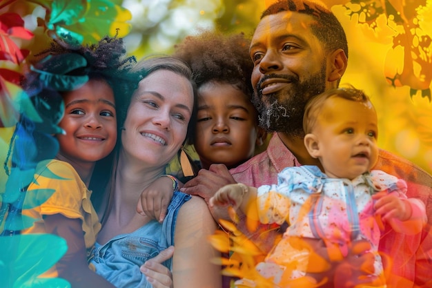 Foto celebraciones de colages de familias diversas