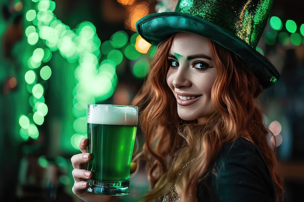 Celebraciones del día de San Patricio Chica con pelo rojo