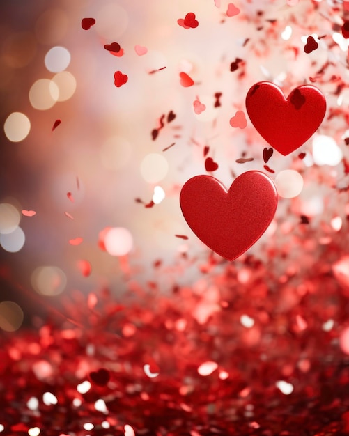 Celebraciones del Día de San Valentín y desenfocar el fondo para mejorar la sensación de movimiento y festividad