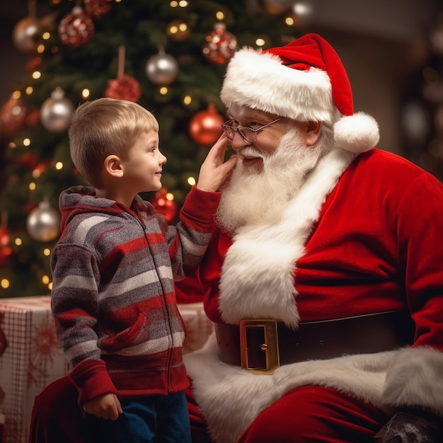 Foto celebraciones encantadoras de navidad: regalos para la familia y el espíritu alegre de papá noel