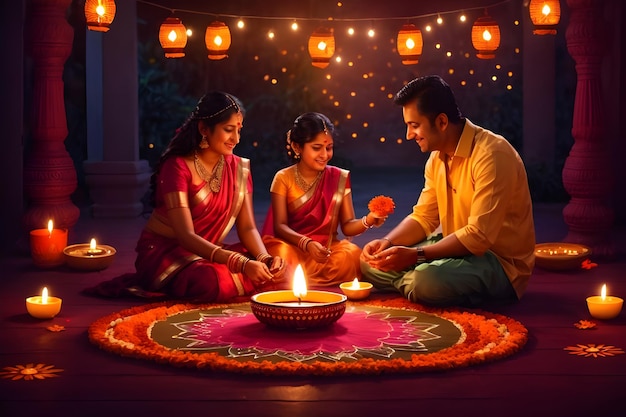 Celebraciones del Festival de las Luces Diwali generadas por IA