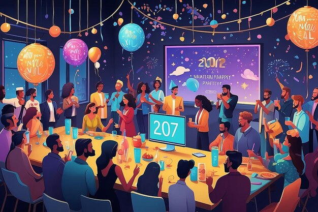 Foto celebraciones modernas de la fiesta virtual de año nuevo