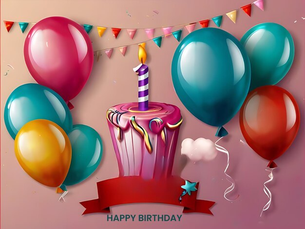 Foto celebraciones relucientes globos de oro y plata bailan con confeti en tu cumpleaños