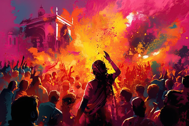 Celebrações do festival Holi em Nandgaon Índia Cada estado indiano celebra Holi de maneira diferente Festival das Cores na Índia