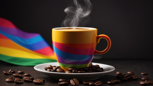 Celebrando la diversidad tomando café Un arcoíris de alegría