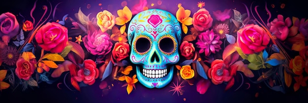 celebrando el espíritu festivo del Dia de los Muertos junto con Halloween Generative AI