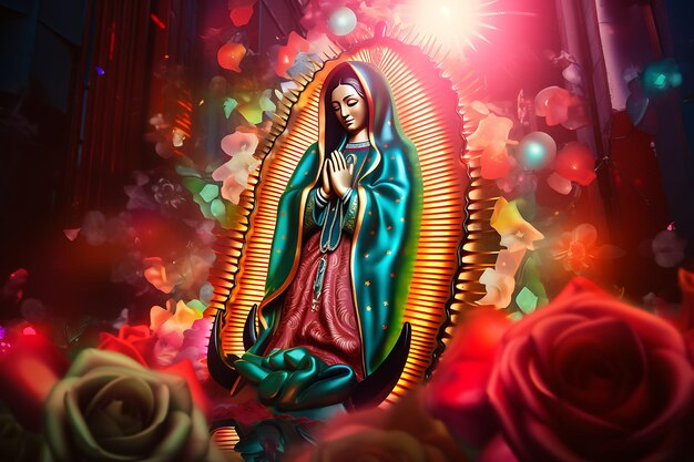 Foto celebrando la virgen de guadalupe uma cena de férias vibrante