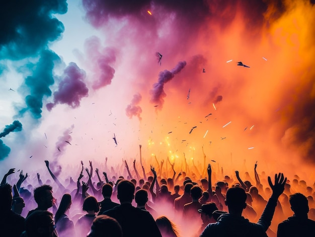 Celebrantes durante el Color Holi Festival