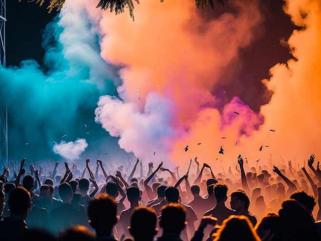 Celebrantes durante o Festival Holi colorido