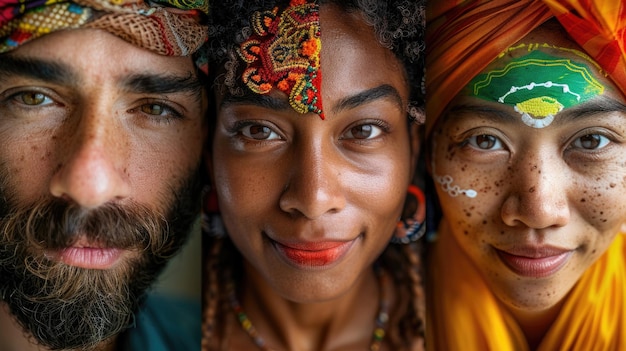 Foto celebrar a diversidade e a inclusão através de imagens de pessoas de diferentes origens culturais