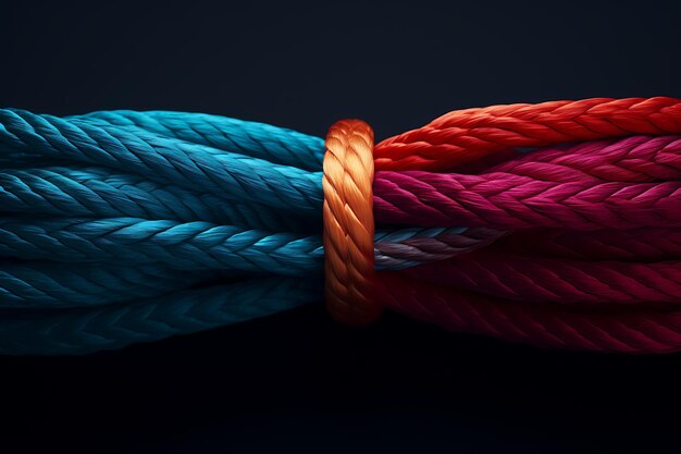 Foto celebrar a diversidade e a unidade com uma corda de cores fortes
