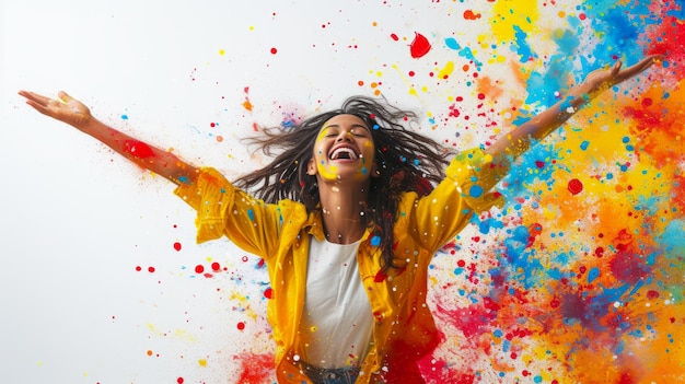 Foto celebrar a vida uma posição feliz de mulheres em branco