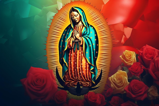 Foto celebrar a virgem de guadalupe, uma alegre tradição mexicana