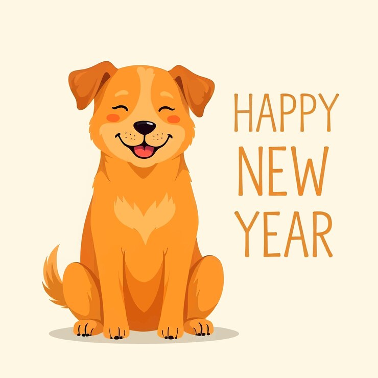 Celebrar el Año Nuevo con una adorable ilustración de perro
