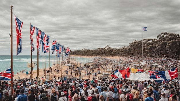 Celebrar el Día de Australia con la exhibición de la hermosa bandera nacional