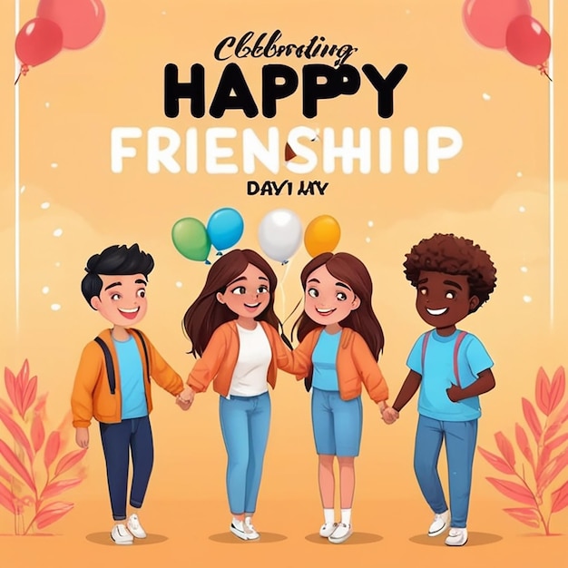 Celebrar el Día Internacional de la Feliz Amistad con los mejores amigos juntos plantilla de historia de Facebook e Instagram