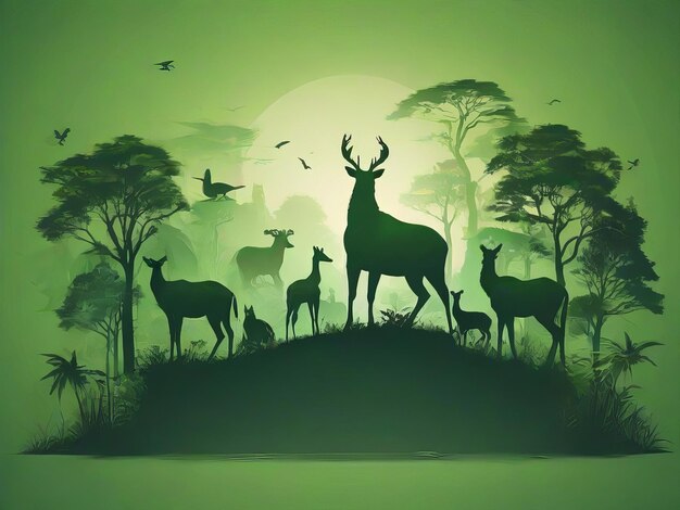 Celebrar el Día Mundial de los Animales 2024 Día Mundial de la Vida Silvestre con los animales Día Mundial de las Animales Iconos verdes