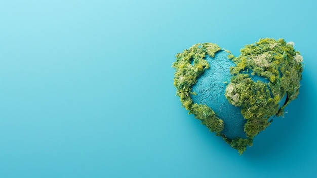 Celebrar el Día Mundial de la Salud con el corazón artístico de la Tierra en gradiente azul