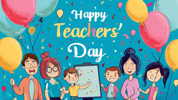 Celebrar a los educadores Una vibrante ilustración de pancarta feliz día de los maestros