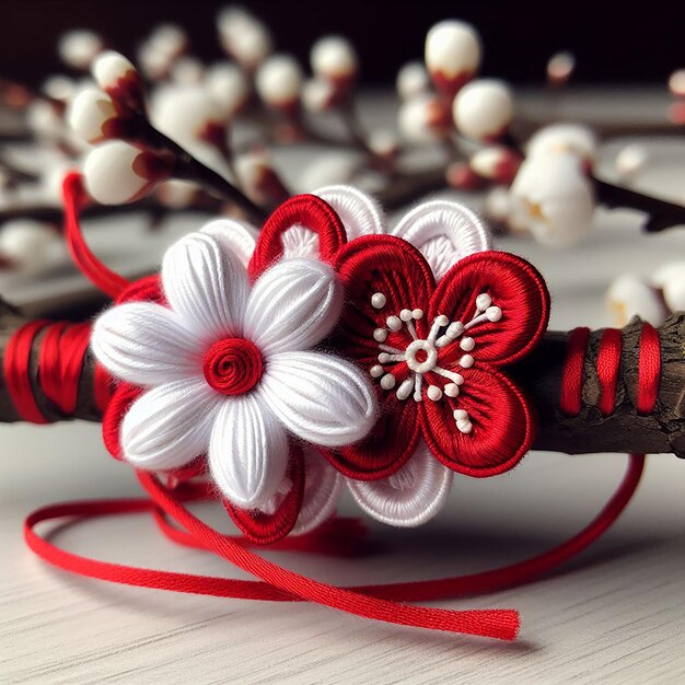 Foto celebrar los elementos martisor talismán rumania y moldavia ai generado