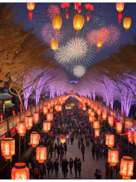 Foto celebrar el festival chino de la línea fija