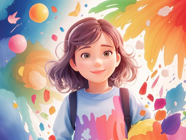 Celebrar gratuitamente o Dia Internacional da Criança com aquarela generativa de arte