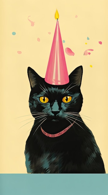 Foto celebration whiskers un gato de fiesta listo para funcat con sombrero