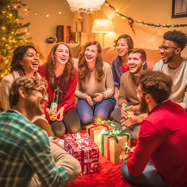 Foto celebre a decoração festiva do natal e a alegria do feriado no país das maravilhas de inverno feliz ano novo