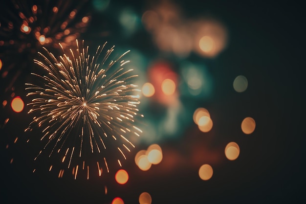 Celebre a noite festiva com fogos de artifício coloridos Generative AI