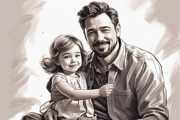 Celebre el Día del Padre con un impresionante retrato de un padre y su hijo en un estilo realista