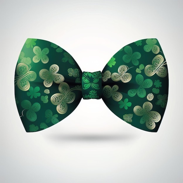 Celebre el Día de San Patricio con estilo con esta pajarita de trébol verde, diseño de hojas aisladas