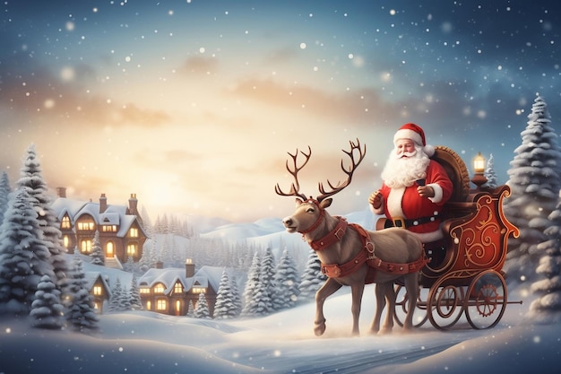 Celebre las felices fiestas navideñas con un fondo festivo de invierno Generative Ai