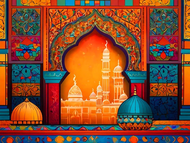 Celebre el final del Ramadán con una impresionante escena de Eid al-Fitr con colores vibrantes e intrigas