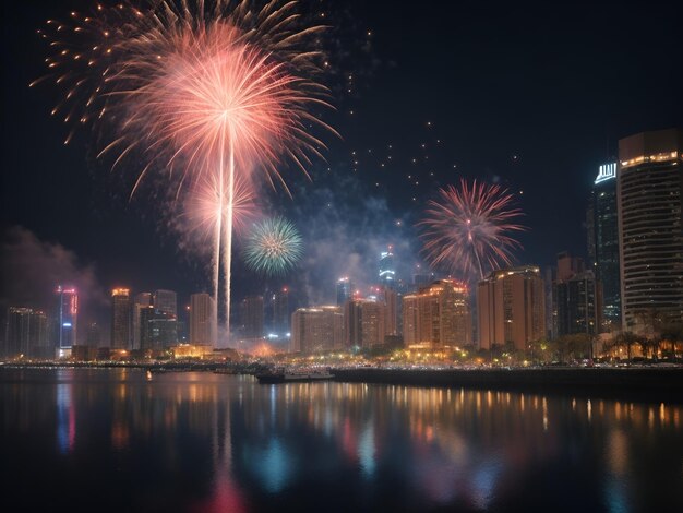 Celebre o ano novo em uma cidade com fogos de artifício gerados por IA