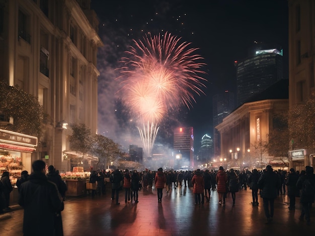 Celebre o ano novo em uma cidade com fogos de artifício gerados por IA