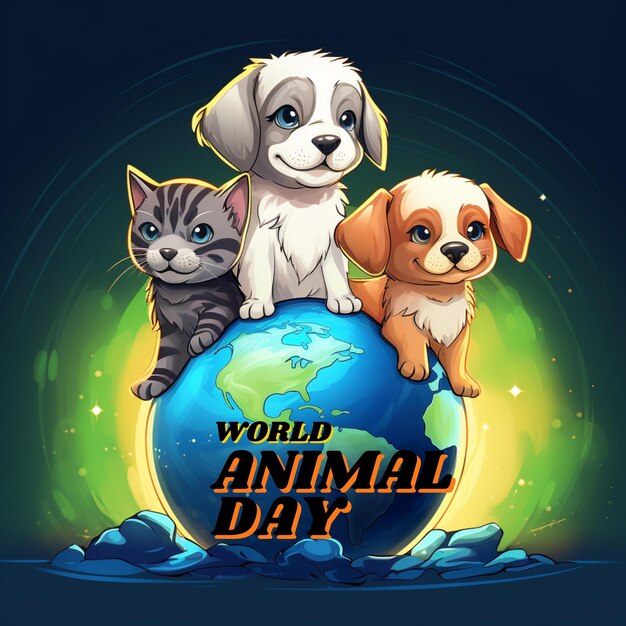 Foto celebre o dia mundial dos animais 2023 com os animais feliz dia mundial dos animal