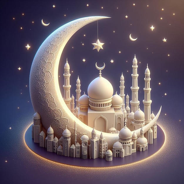 Celebre o Eid al-Fitr com este impressionante projeto de mesquita e lua em 3D