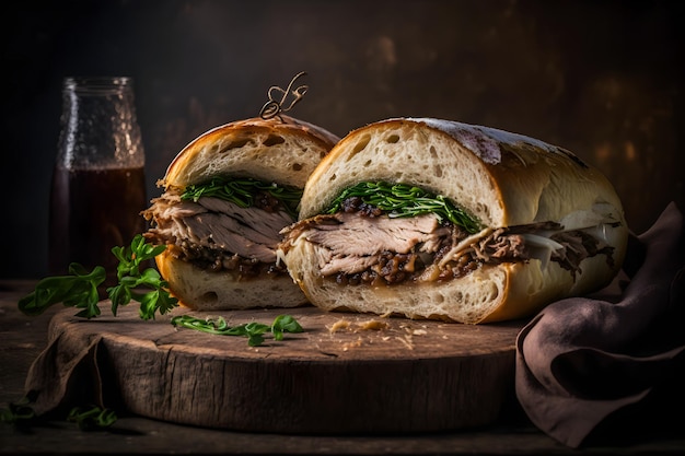 Celebre o sabor da Itália com nossa coleção de fotos do sanduíche Porchetta.