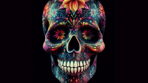 Celebre la vida y la muerte con un colorido diseño de calavera del Día de los Muertos